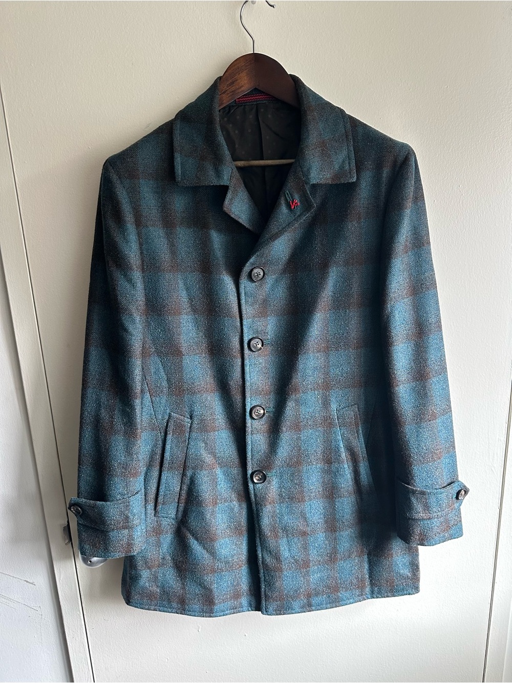 ISAIA Bespoke Waterproofed Wool Green Plaid Top Coat